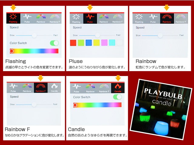 プレイバルブレキャンドル/PLAYBULB CANDLE アロマディフューザー内蔵LEDキャンドルライト