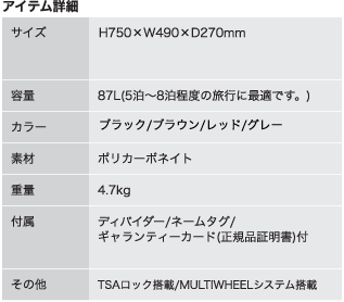 アイテム詳細