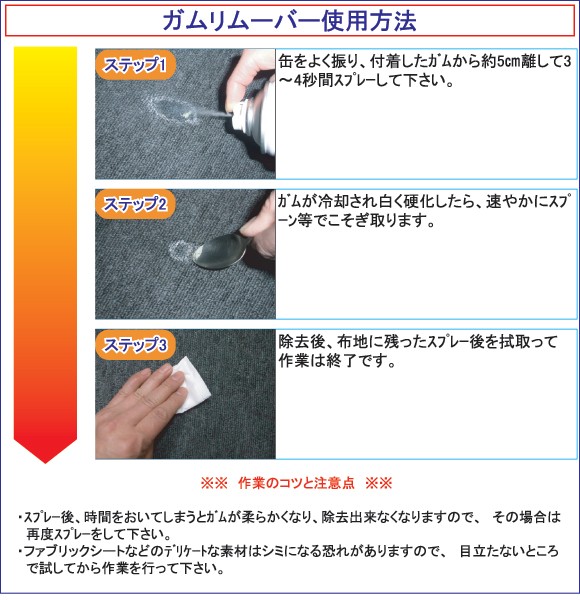 ガムリムーバー シートに付着したガムの除去に カーピカルjapan