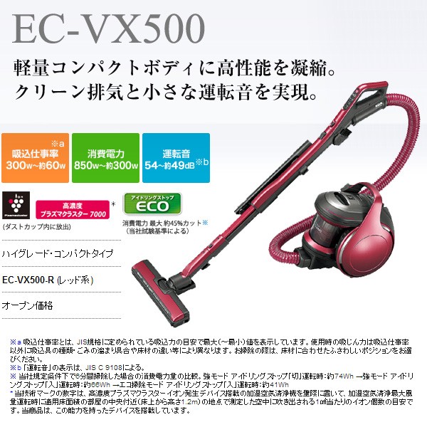 シャープ（SHARP） EC-VX50 レッド系 プラズマクラスター搭載 サイクロン掃除機 ハイグレード・コンパクトタイプ