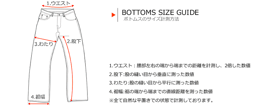 ボトムスサイズの計測方法