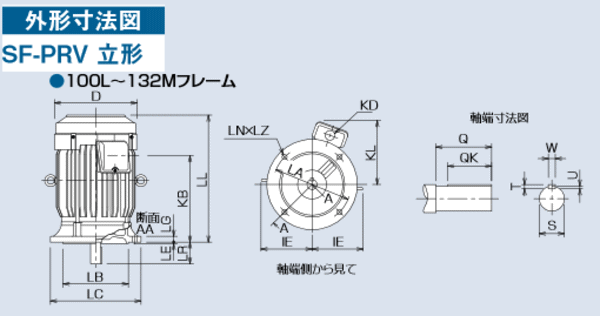 三菱電機 SF-PRV 3.7kW 2P 200V モータ (三相・全閉外扇型・立形