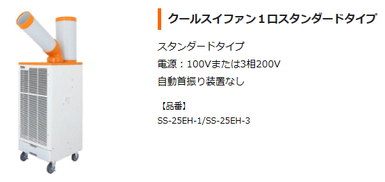 スイデン Suiden SS-25EH-1 スポットエアコン 1馬力・スタンダードモデル （100V 首振り装置なし） 冷風1口タイプ 伝動機ドットコム