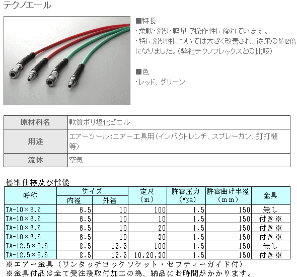 プラス・テク （PLAS・TECH） TA-10×6.5 テクノエール レッド 金具付