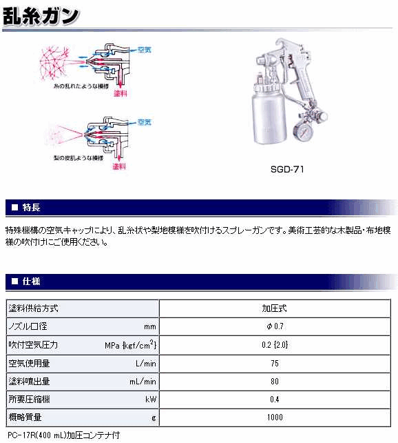 アネスト岩田 SGD-71 加圧式 乱糸ガン 汎用スプレーガン 伝動機ドットコム