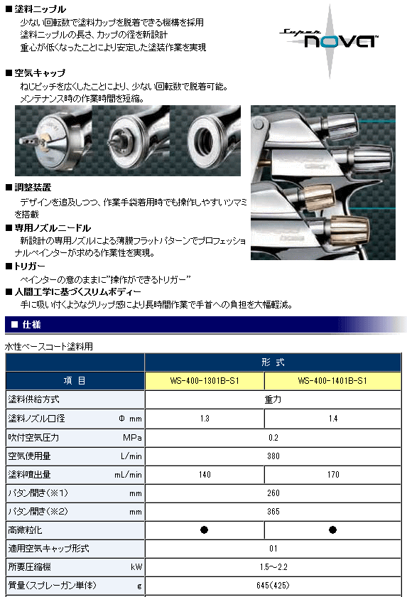 アネスト岩田 WS-400-1301B-S1 重力式 Super nova 水性ベースコート