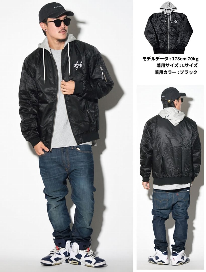 DGK ディージーケー フライトジャケット MA-1 ミリタリージャケット DEFEND JACKET ストリート系 B系 メンズ スケーター ファッション