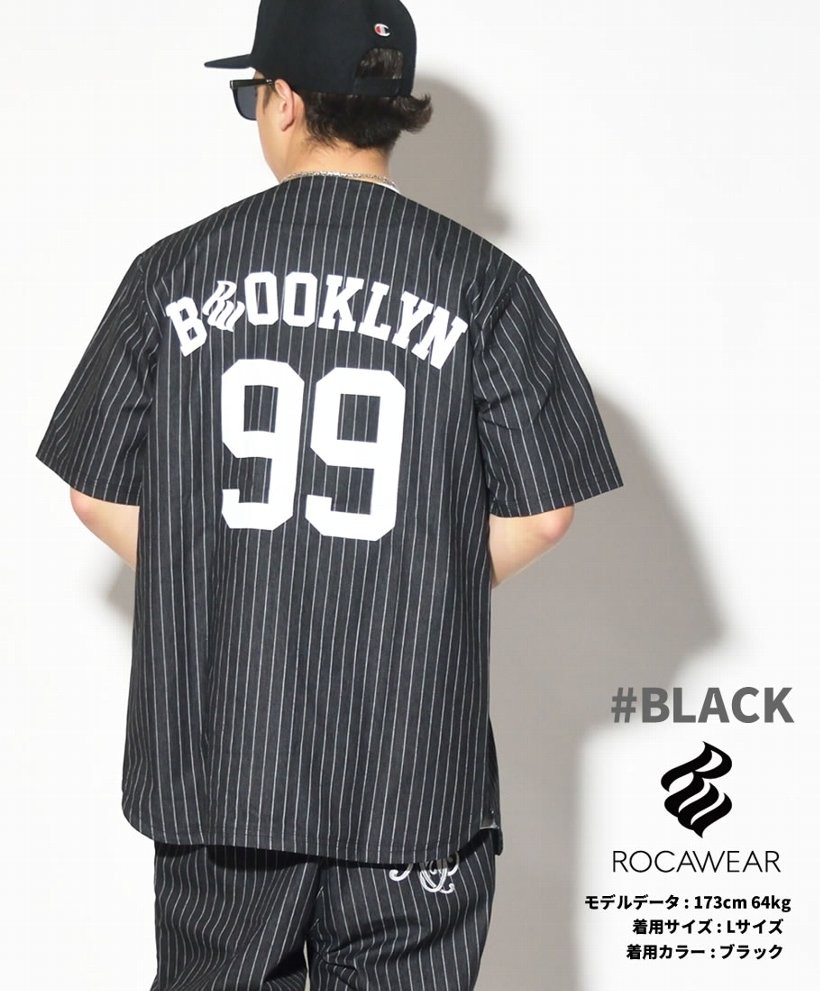 ROCA WEAR ロカウェア ベースボールシャツ 半袖シャツ メンズ RW172K01 b系 hiphop ヒップホップファッション RWOT143