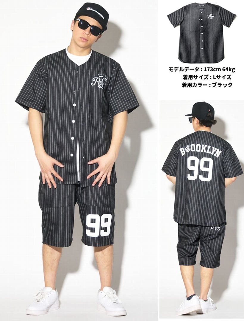ROCA WEAR ロカウェア ベースボールシャツ 半袖シャツ メンズ RW172K01 b系 hiphop ヒップホップファッション RWOT143