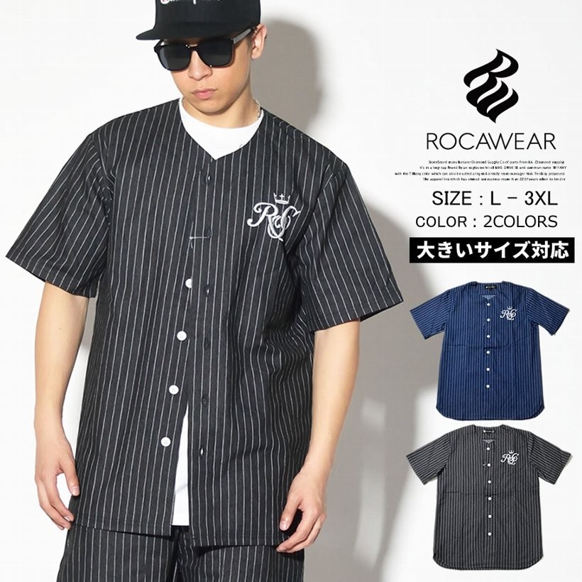 ROCA WEAR ロカウェア ベースボールシャツ 半袖シャツ メンズ RW172K01 b系 hiphop ヒップホップファッション RWOT143