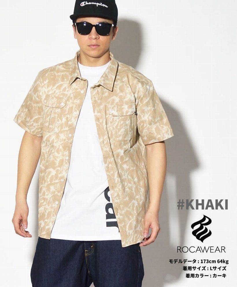 ROCA WEAR ロカウェア ミリタリーシャツ 半袖シャツ メンズ RW172W02 b系 hiphop ヒップホップファッション RWOT144