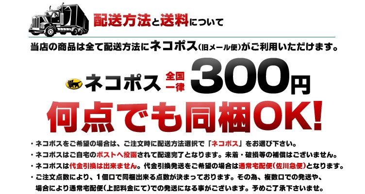 配送方法&ネコポス送料について