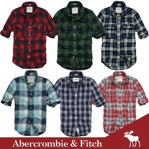 Abercrombie&Fitch メンズ 長袖 チェックシャツ