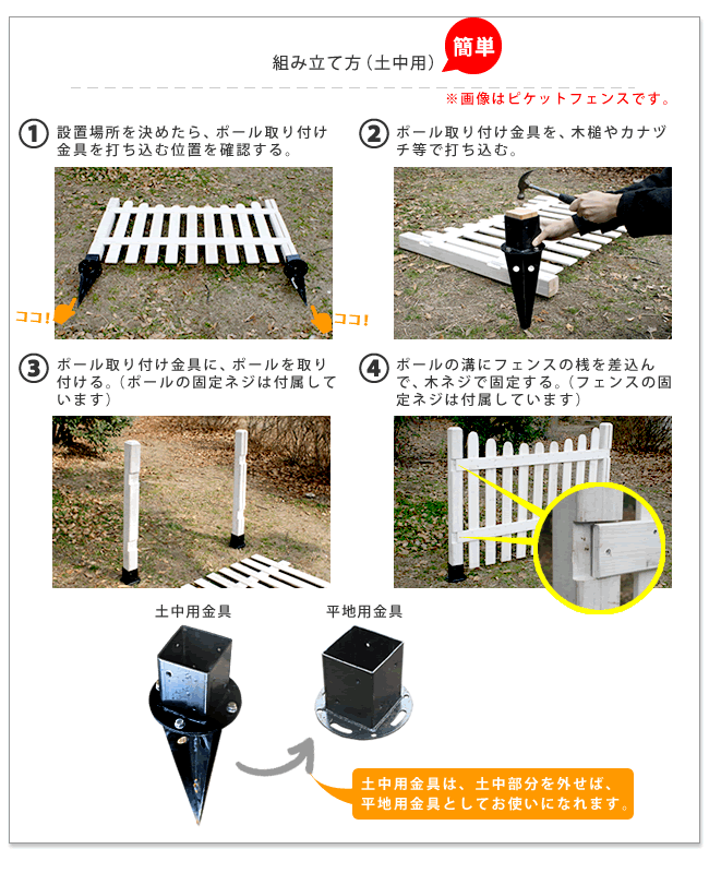 ボーダーフェンス スプレッド(基本セット/土中用) SFBF1000F-UB