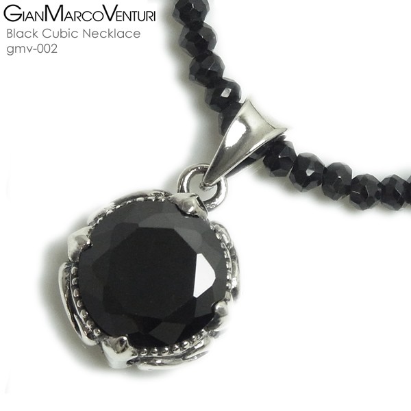 GIAN MARCO VENTURI メンズ ネックレスシルバー アクセサリーブラックスピネル メンズネックレス ブランド ブラックキュービック かっこいい GMV 002
