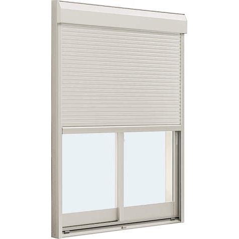 YKKAP窓サッシ 引き違い窓 フレミングJ[複層ガラス] 2枚建[シャッター付] スチール耐風[半外][サッシ網戸窓枠セット]：[幅