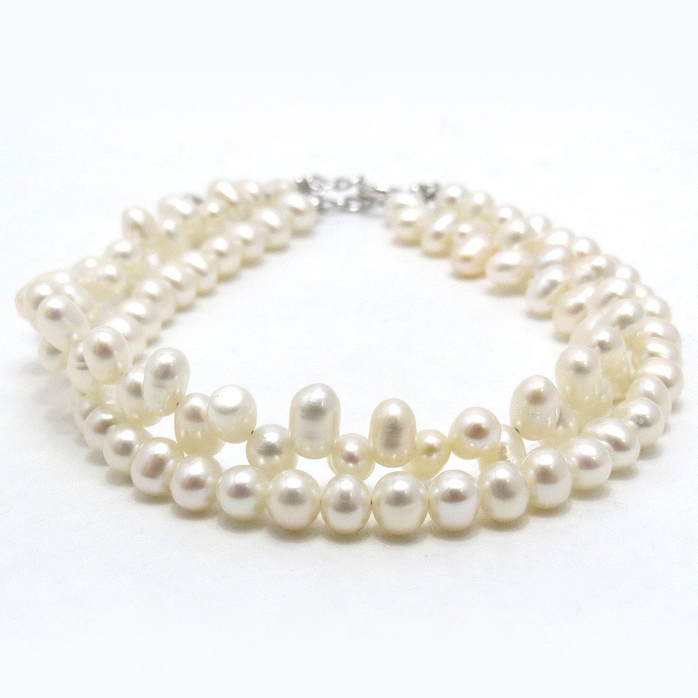 淡水真珠二連ブレスレット y-v-016 | 三重県真珠加工販売協同組合【MPO】