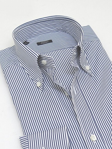 BARBA バルバ ボタンダウンシャツ ホワイト×ネイビー bar320203