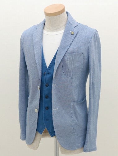Giannetto ジャンネット ジャージーシャツジャケット ブルー×ホワイト 2016SS春夏 gia320603