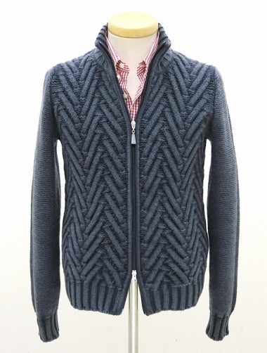 Gran Sasso/グランサッソ/ニットブルゾン/ネイビー/gra302002