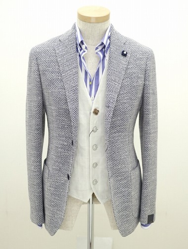 LARDINI ラルディーニ コットンリネンジャケット ブルー×ホワイト 2016SS春夏 lar320202