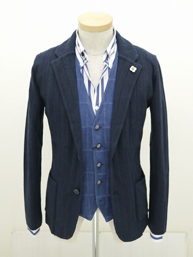 LARDINI ラルディーニ コットンニットジャケット  ネイビー 2016SS春夏 lar320602