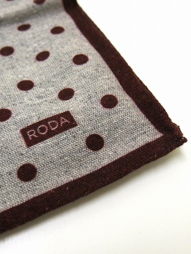RODA/ロダ/ポケットチーフ/ウール/グレー×ボルドー/rod301603