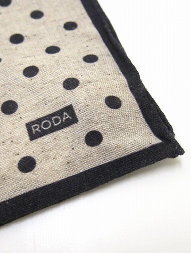 RODA/ロダ/ポケットチーフ/ウール/ベージュ×ブラック/rod301604