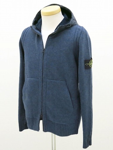 STONE ISLAND/ストーンアイランド/フーデッドニットブルゾン/ブルー/sti301803
