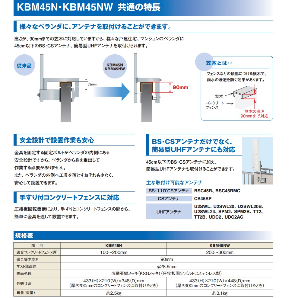 WEB限定カラー マスプロ電工 MASPRO HBM45 衛星アンテナフェンスベース qdtek.vn