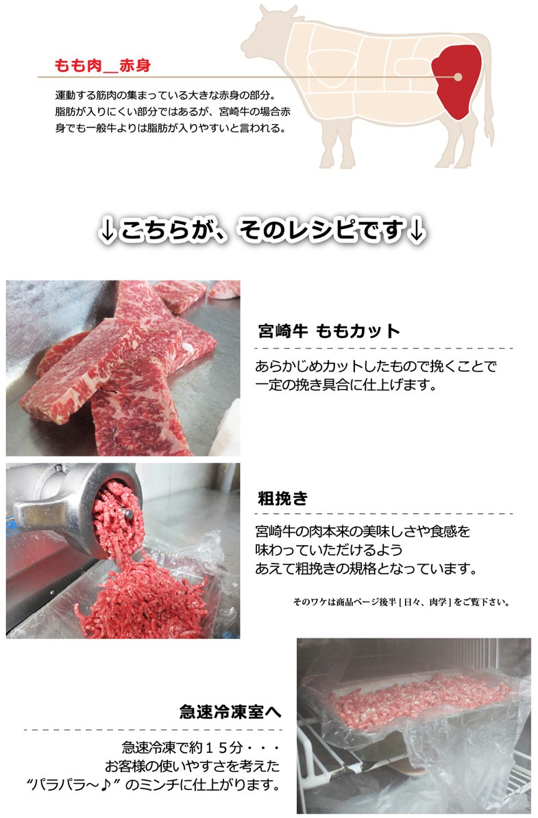 卸用,【日本一のブランド牛】宮崎牛モモ肉100％　ひき肉