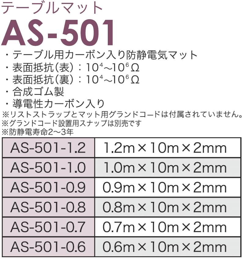 テーブルマット(1.2mX10mX2mm) AS-501-1.2M カスタム CUSTOM : as-501