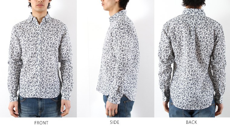 リネン100％麻×ネイビー小花柄が爽やかな長袖シャツ | メンズファッション通販スプートニクス