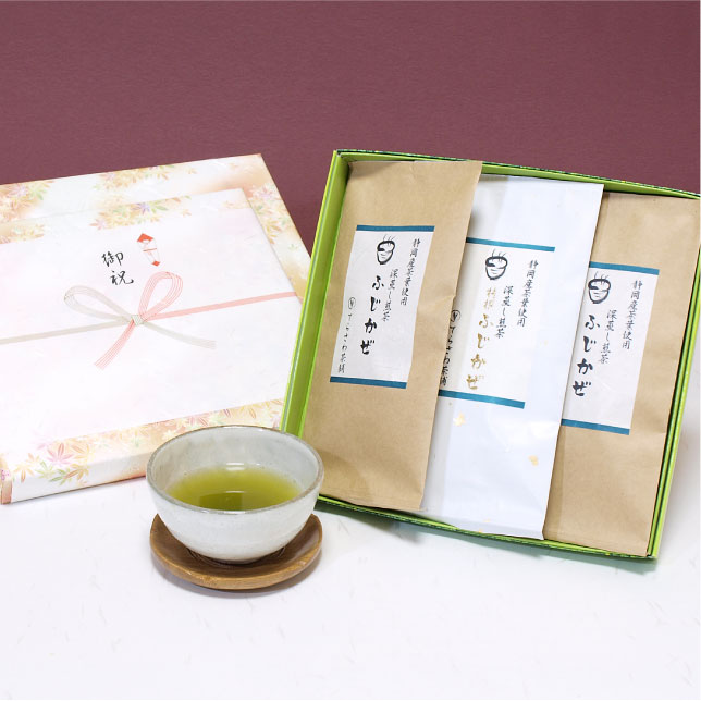 深蒸し煎茶【ゆしかざ】贈答用セット　仏事・法事用ギフト　知覧・鹿児島産厳選の上級茶葉を使用した深蒸し煎茶の詰め合わせ