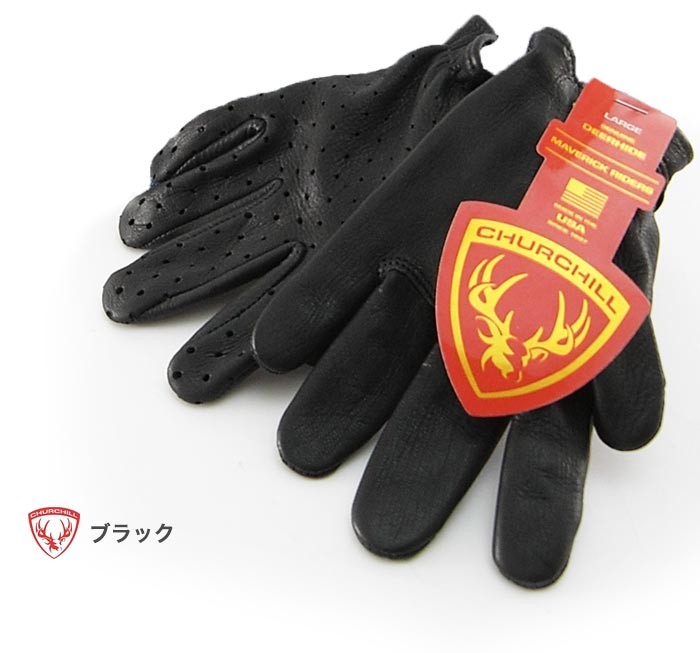 送料無料 CHURCHILL GLOVE/チャーチルグローブ/SHORTタイプ/バイクグローブ/クラシックスタンダードレザーグローブ/ツーリング/キャンプ/ワークグローブ/革/Maverick Classic Deerskin Short-wrist Ventilated