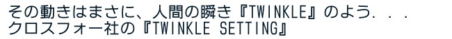 その動きはまさに、人間の瞬き『TWINKLE』のよう・・・クロスフォー社の『TWINKLE SETTING』