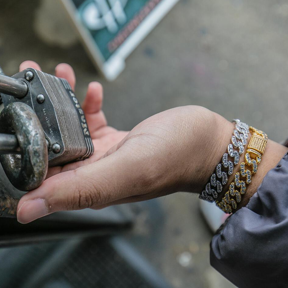 GoldenGilt ゴールデンギルト 8MM Studded Cuban Bracelet