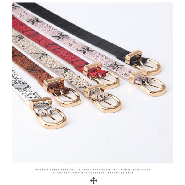 送料無料 ベルト パイソン柄 ヘビ蛇柄スネーク 細め PUフェイクレザー