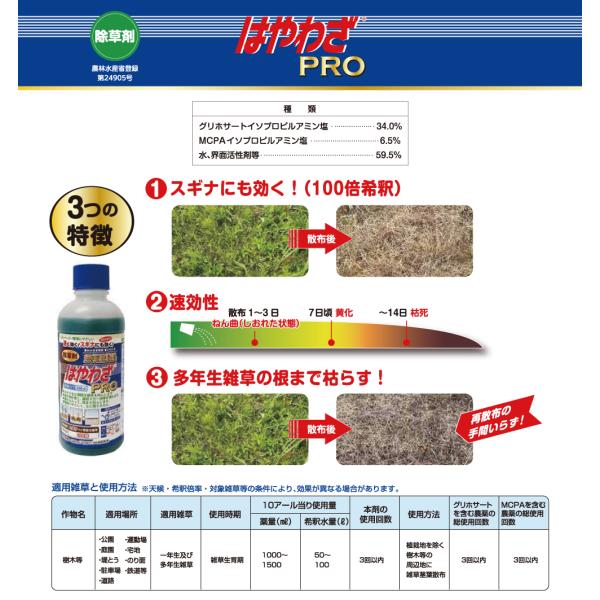 HearT 【20本】 はやわざPRO ハート 除草剤 農薬登録 500ml 希釈 100倍