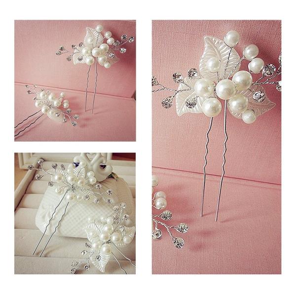 送料無料 花 Uピン パール ラインストーン ビジュー 髪飾り ヘアアクセサリー 4本セット ヘアピン キラキラ 簪 U字 かんざし ヘアピン 着物 浴衣 和装 衣装 ドレス まとめ髪 成人式 送料無料 ヘアピン Uピン 髪飾り パール ラインストーン フラワー