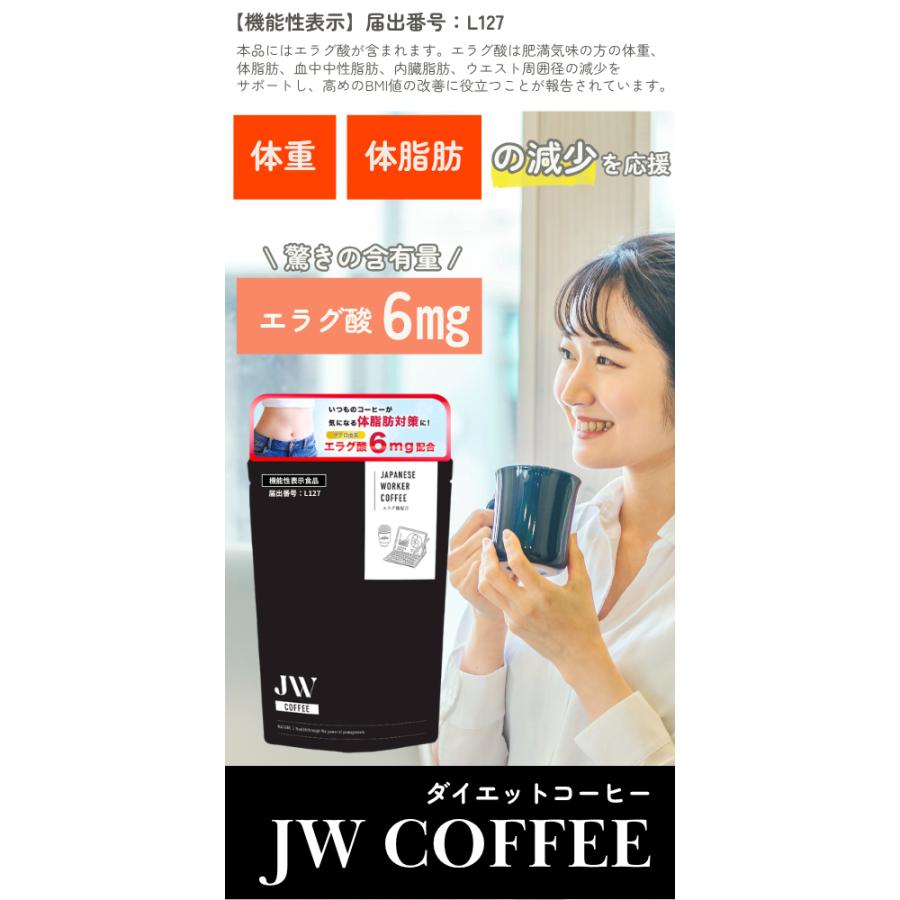 機能性表示食品】JWCOFFEE ダイエットコーヒー 送料無料 エラグ酸 6mg