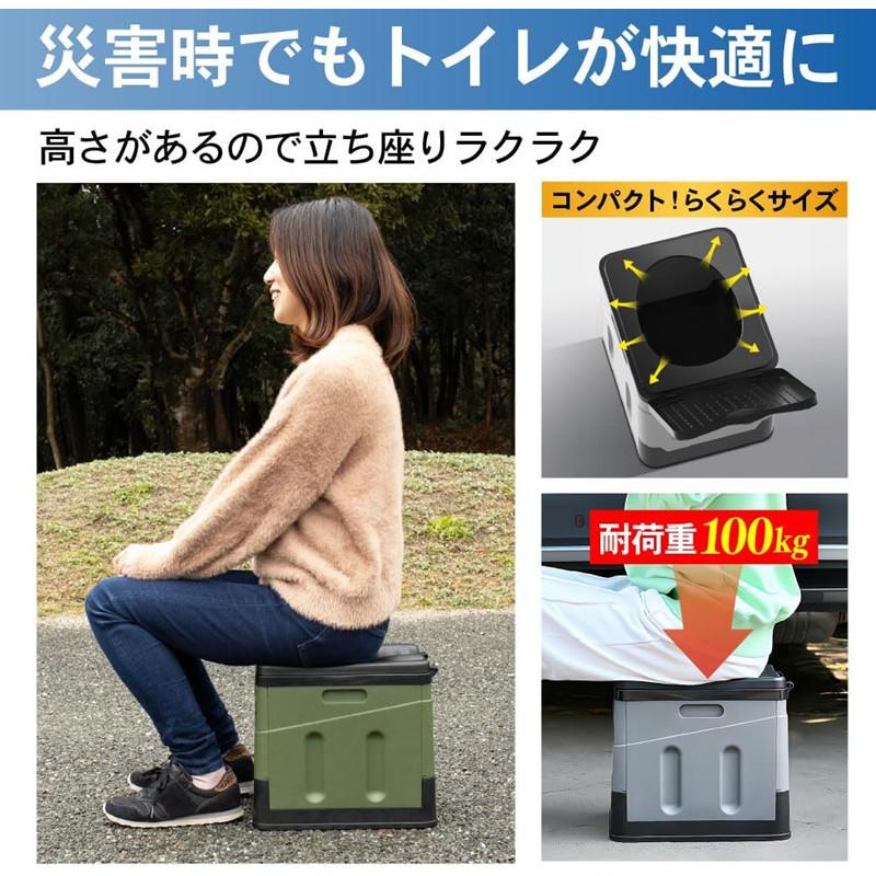 送料無料 【1台5役】折りたたみ 簡易トイレ 蓋付き携帯トイレ 防災