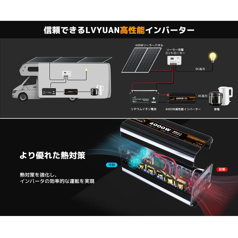 インバーター DC12V から AC100V 4000W 修正波インバーター LVYUAN