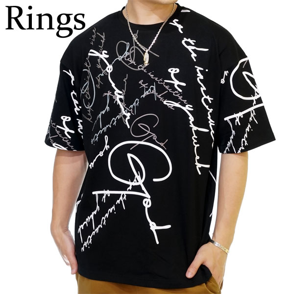 メンズ Tシャツ 英字プリント レタリング 半袖Tシャツ a1241 アウトレットセール!!リングス スクリプト レタリングプリント