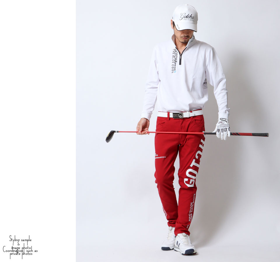 ガッチャゴルフ ロゴMAX 刺繍 ストレッチパンツ メンズ 新作2023-2024年モデル GOTCHA GOLF 233gg1805