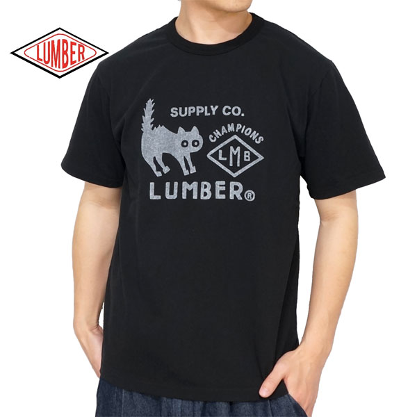 ランバー BLACK CAT プリント 半袖Tシャツ ユニセックス 新作2024年モデル LUMBE...