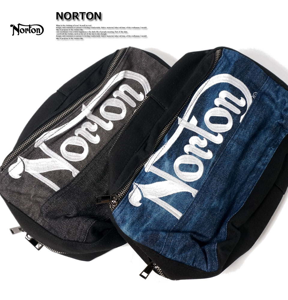 ノートン ロゴ刺繍 ツイル切り替え デニム ボディバッグ 鞄 メンズ 新作2024年モデル NORTON 241n8501