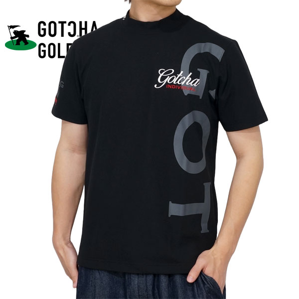 ガッチャゴルフ ロゴ刺繍 ドライワッフル ハイネックTシャツ メンズ 新作2024年モデル GOTC...