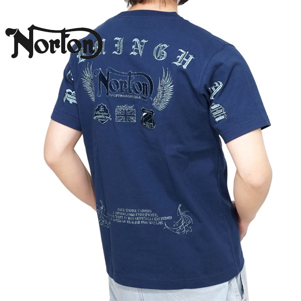 ノートン 同色ラメ刺繍 フェザーロゴ 半袖Tシャツ メンズ 新作2024年モデル NORTON 242n1001｜02brand｜03