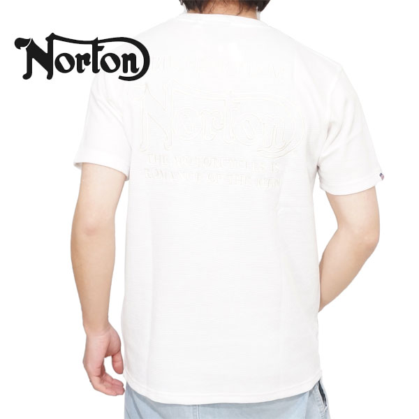 ノートン 同色エンブレム刺繍 サーマル 半袖Tシャツ メンズ 新作2024年モデル NORTON 242n1014｜02brand｜02